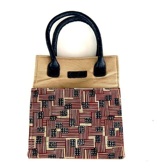 Longaberger Handbags - Longaberger Collectors Club Flag Patchwork Americana Canvas Tote Bag Patriotic